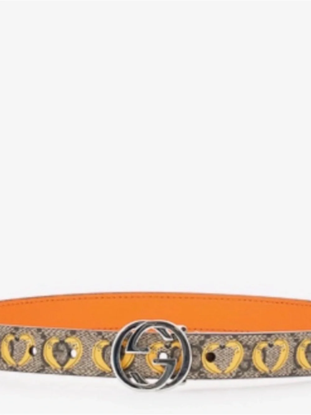 Gucci Orange Leather Reversible GG Heart Web Belt